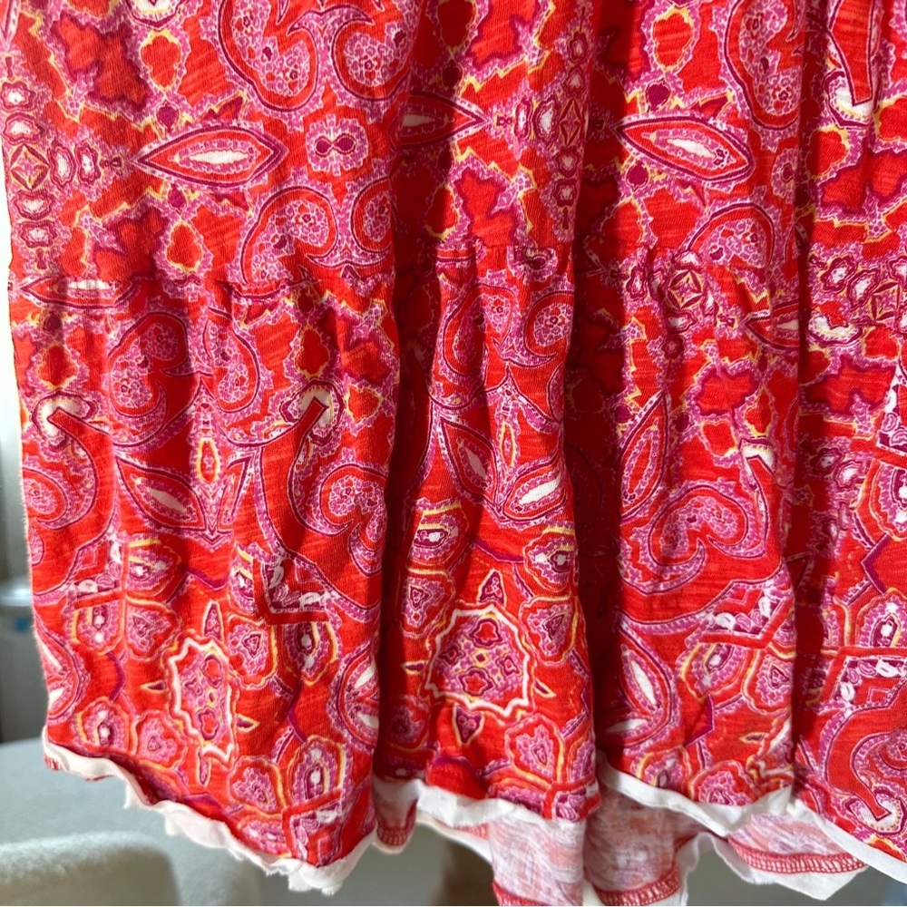 ANTHROPOLOGIE Meadow Rue Red Paisley Print Babydoll Y2K Top Boho Cottagecore S - Picture 4 of 8